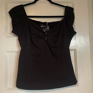 EUC Collectif Dolores Plain Black Top UK 18 US 14